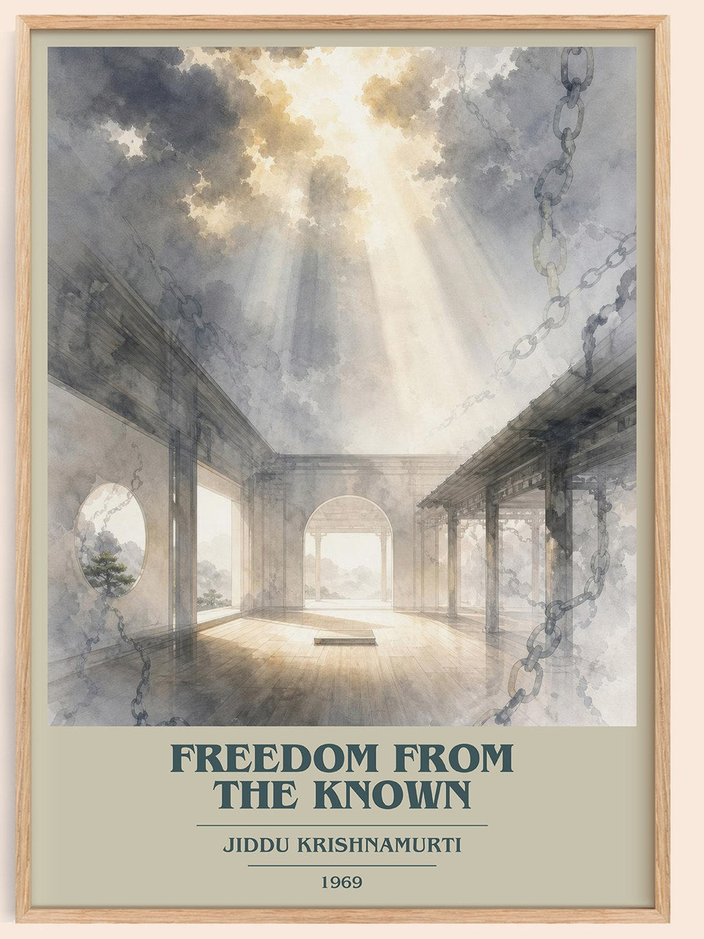 Freedom from the Known book cover book poster by Jiddu Krishnamurti – framed literary art print