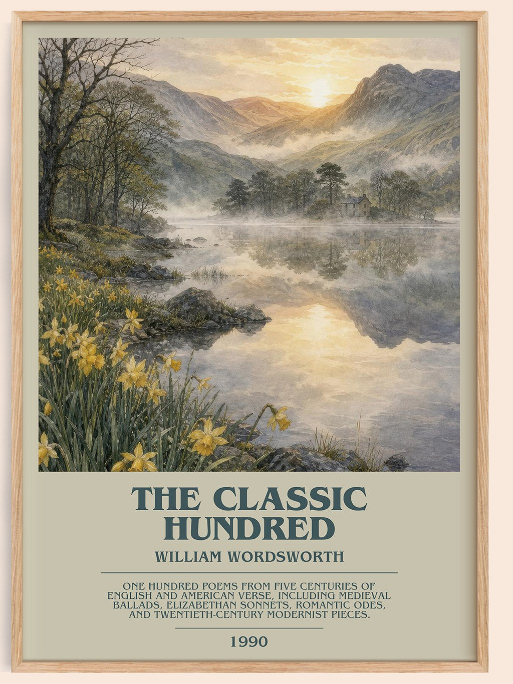 The Classic Hundred bookish book poster by William Wordsworth – framed literary art print