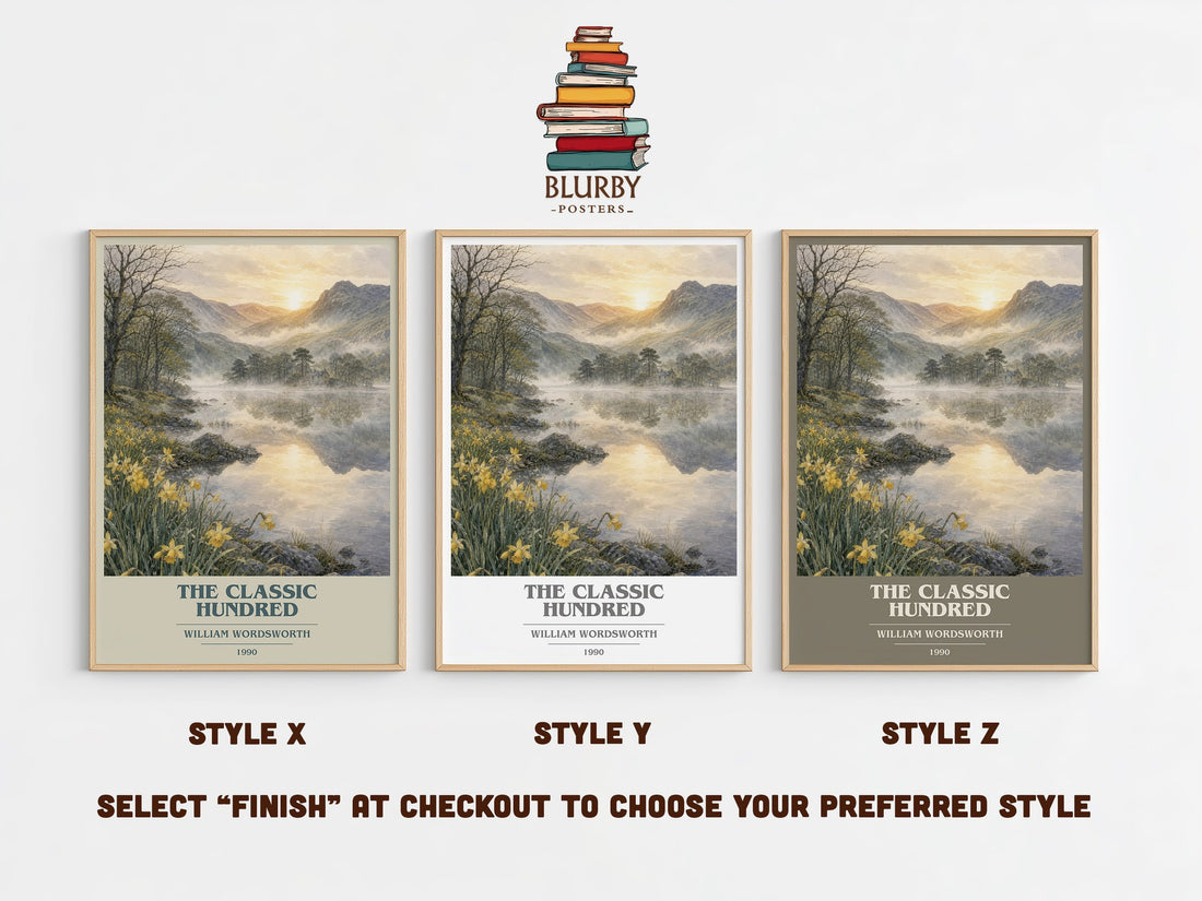 The Classic Hundred book cover print in frame leaning in hallway – poetry wall art (mockup)