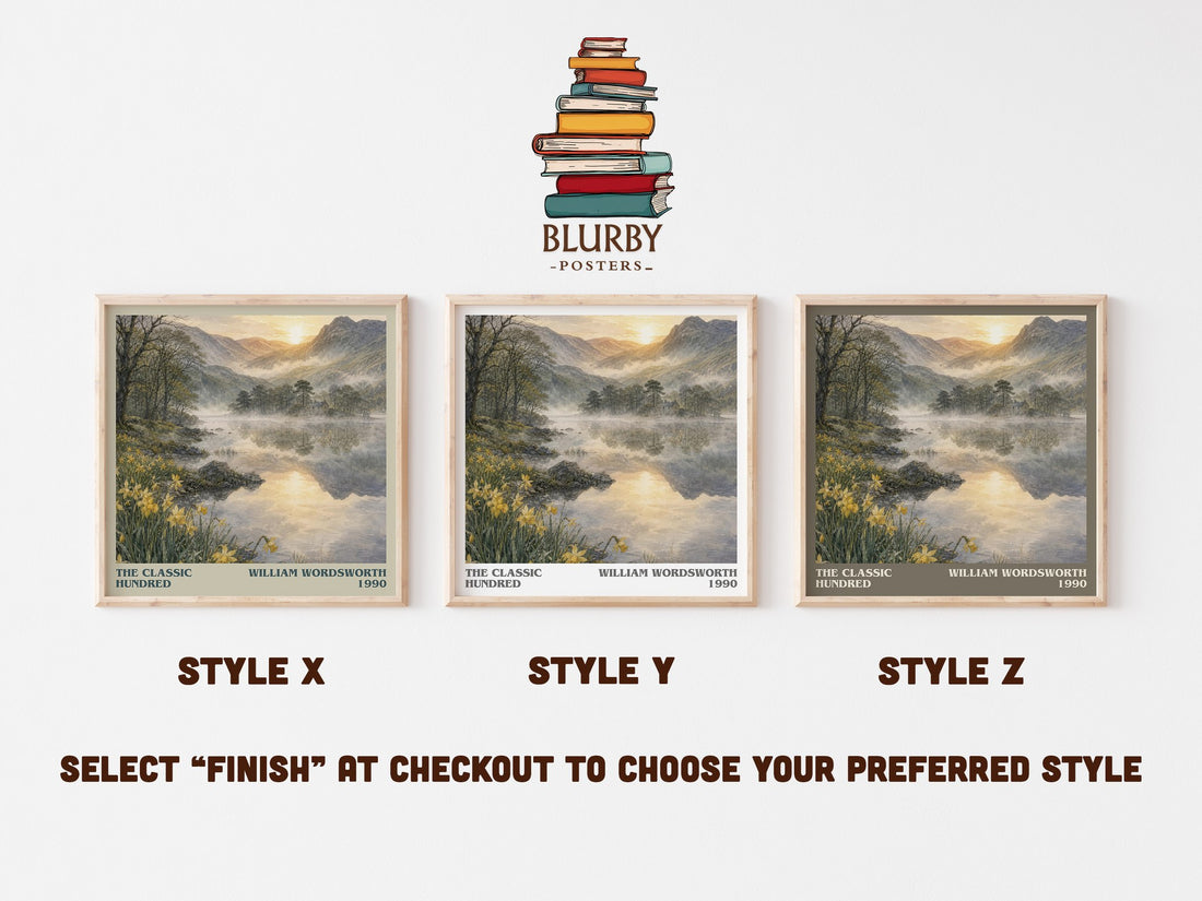 The Classic Hundred literary print in frame leaning in hallway – poetry wall art (mockup)