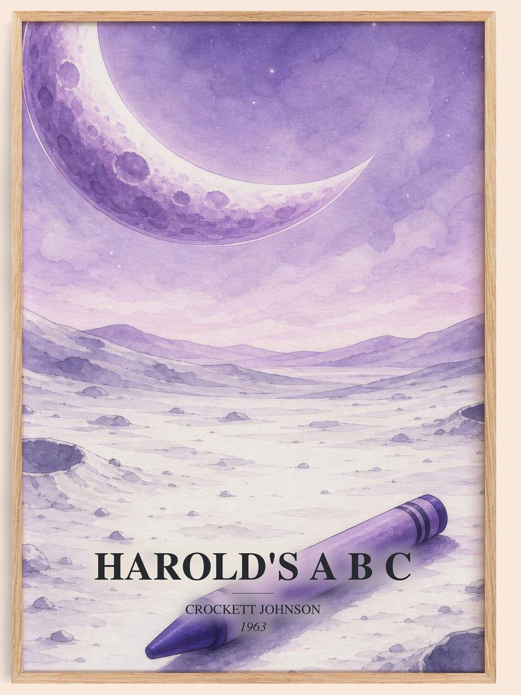 Harold's A B C watercolour book poster by Crockett Johnson – framed literary art print