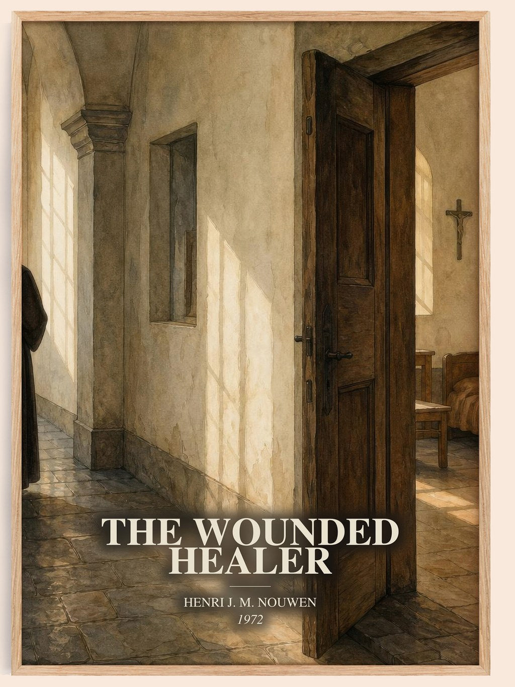 The wounded healer watercolour book poster by Henri J. M. Nouwen – framed literary art print