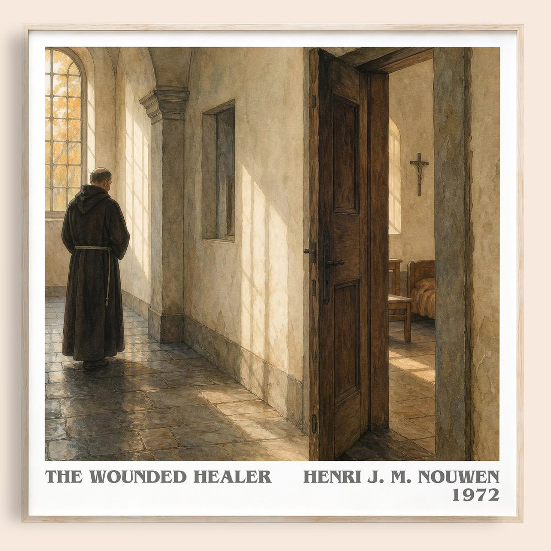 The wounded healer literary book poster by Henri J. M. Nouwen – framed literary art print