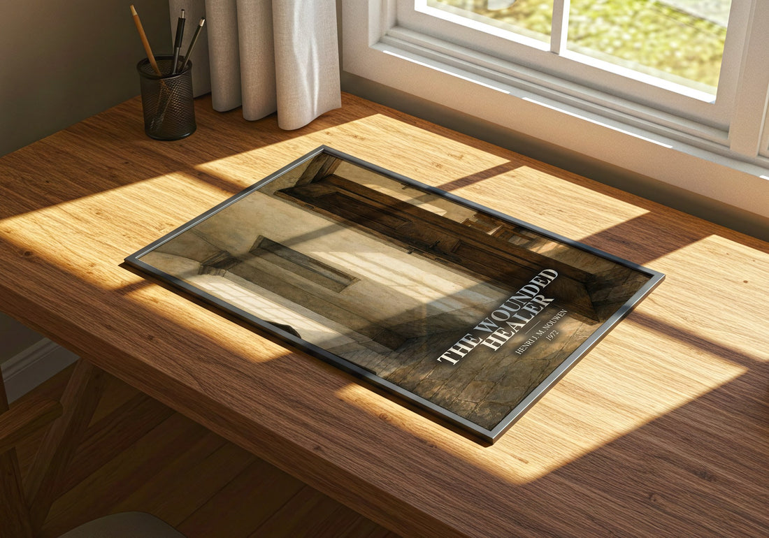 The wounded healer watercolour book poster framed on wall – __new__:self help wall art