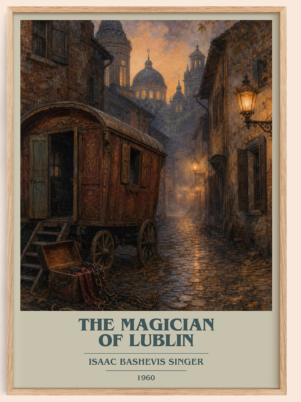 The magician of Lublin book cover book poster by Isaac Bashevis Singer – framed literary art print