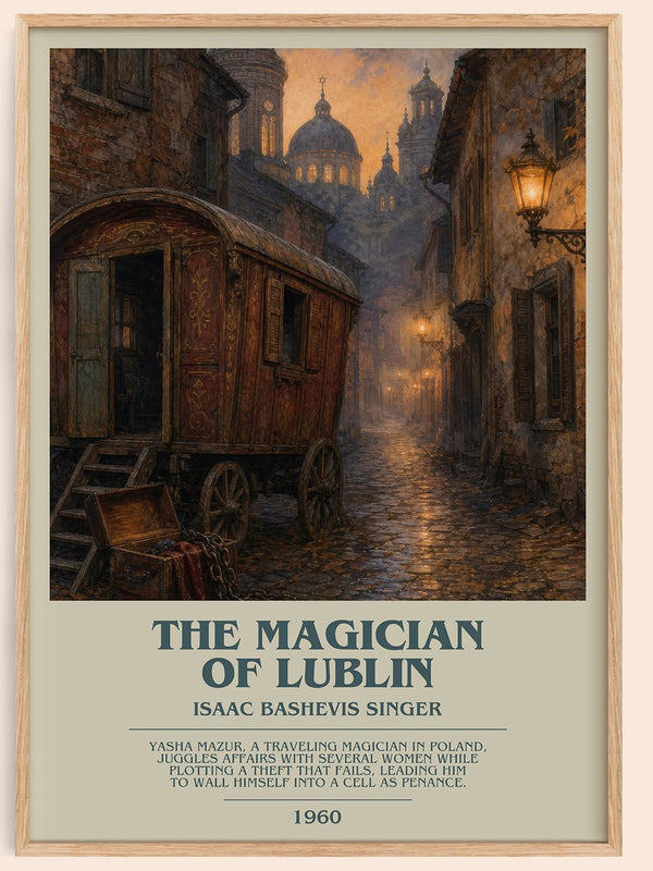 The magician of Lublin bookish book poster by Isaac Bashevis Singer – framed literary art print