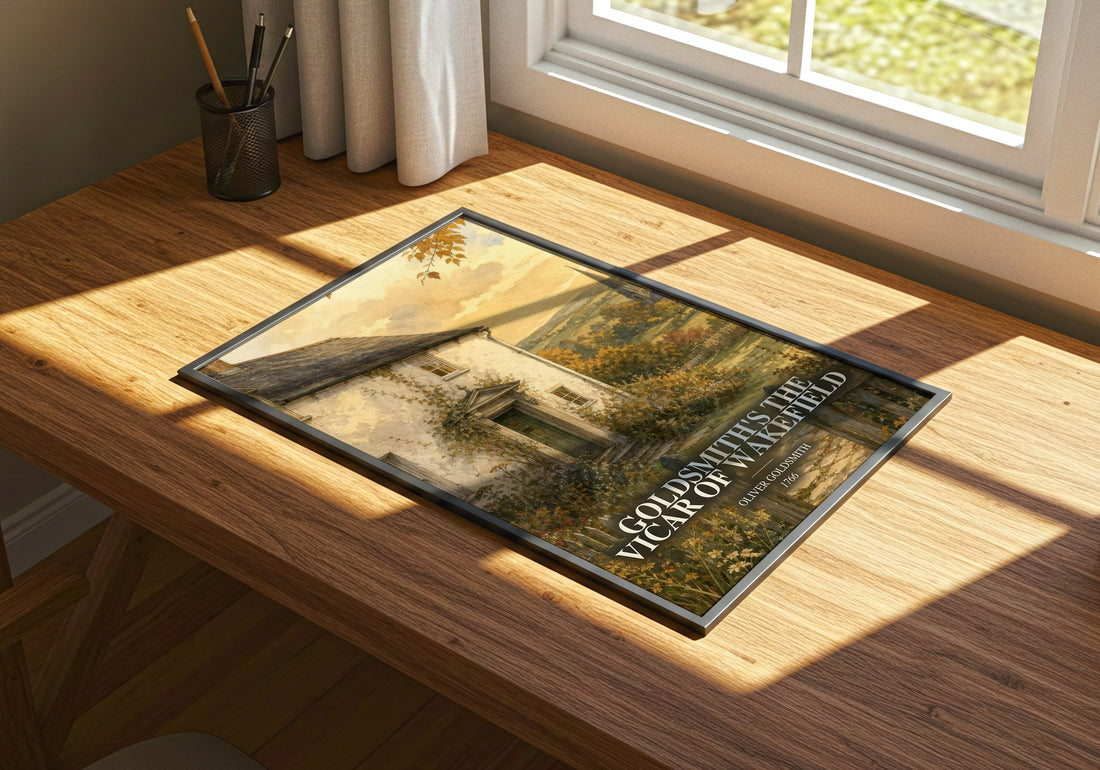 Goldsmith's The vicar of Wakefield watercolour book poster framed on wall – classic literature wall art