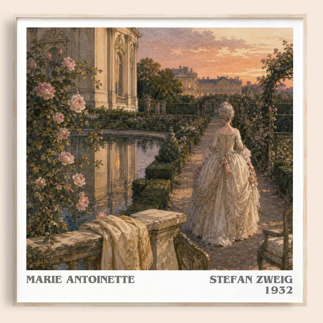 Marie Antoinette literary book poster by Stefan Zweig – framed literary art print