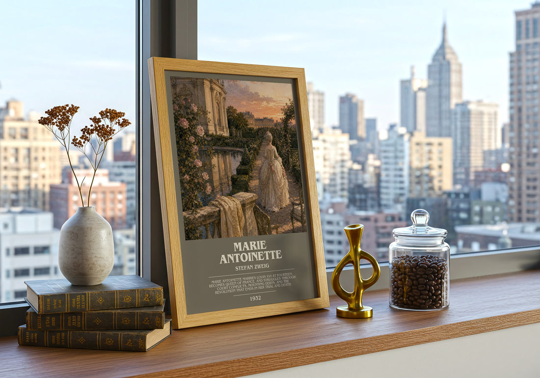 Marie Antoinette bookish print framed by window – literary home decor