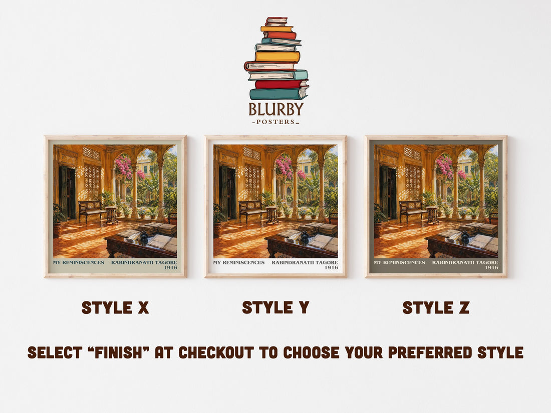 My Reminiscences literary print in frame leaning in hallway – memoir wall art (mockup)