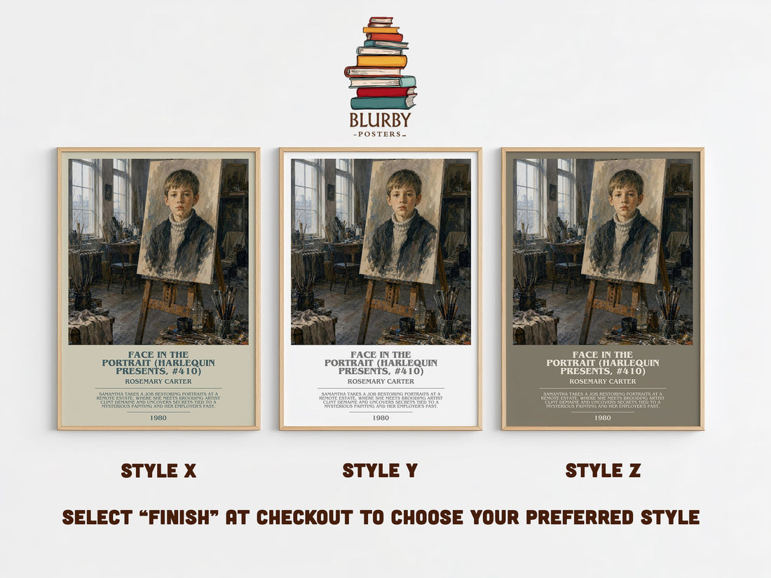 Face in the Portrait (Harlequin Presents, #410) bookish print in frame leaning in hallway – romance wall art (mockup)