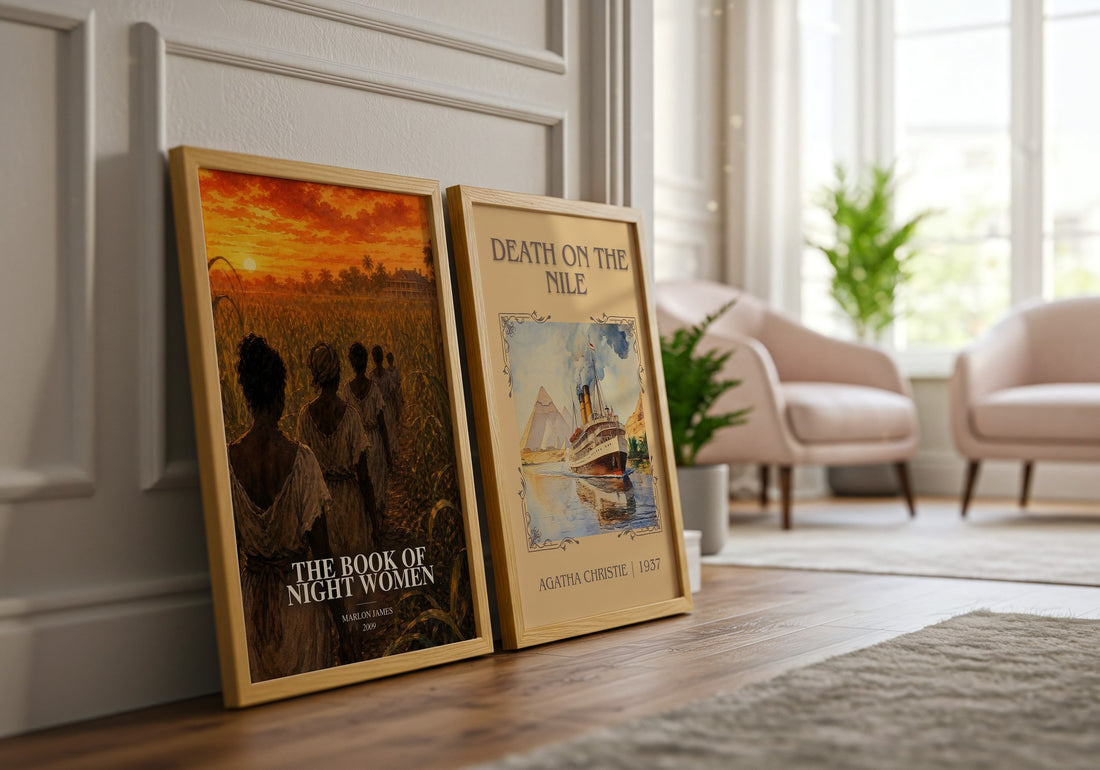 The book of night women watercolour print framed by window – literary home decor