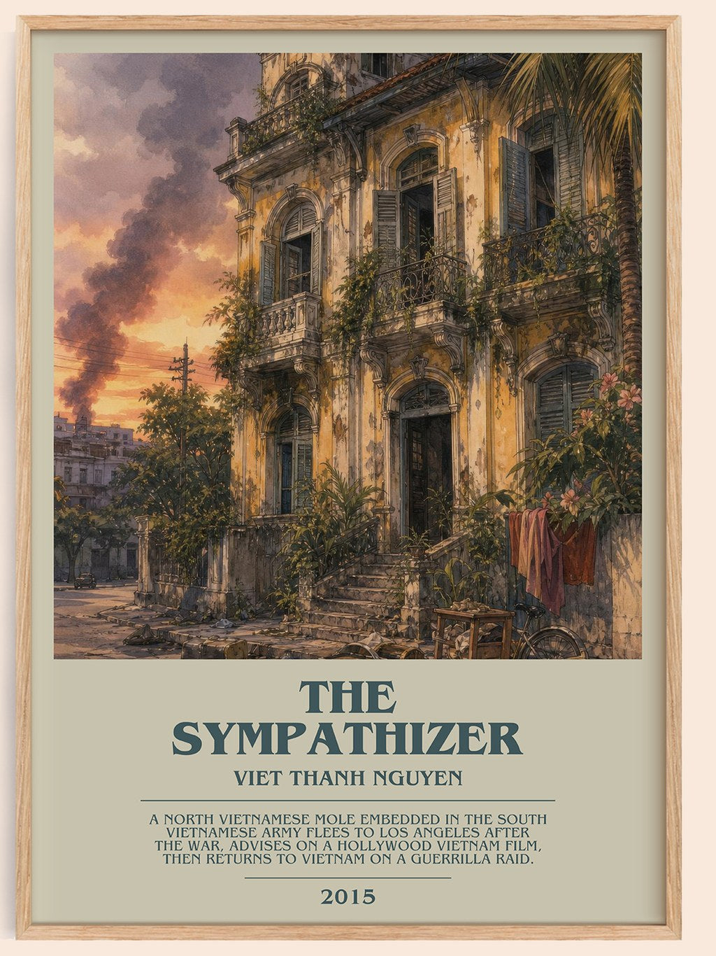 The Sympathizer bookish book poster by Viet Thanh Nguyen – framed literary art print