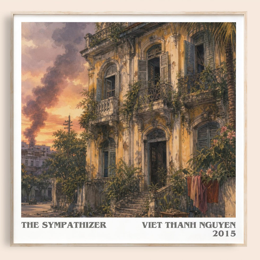The Sympathizer literary book poster by Viet Thanh Nguyen – framed literary art print