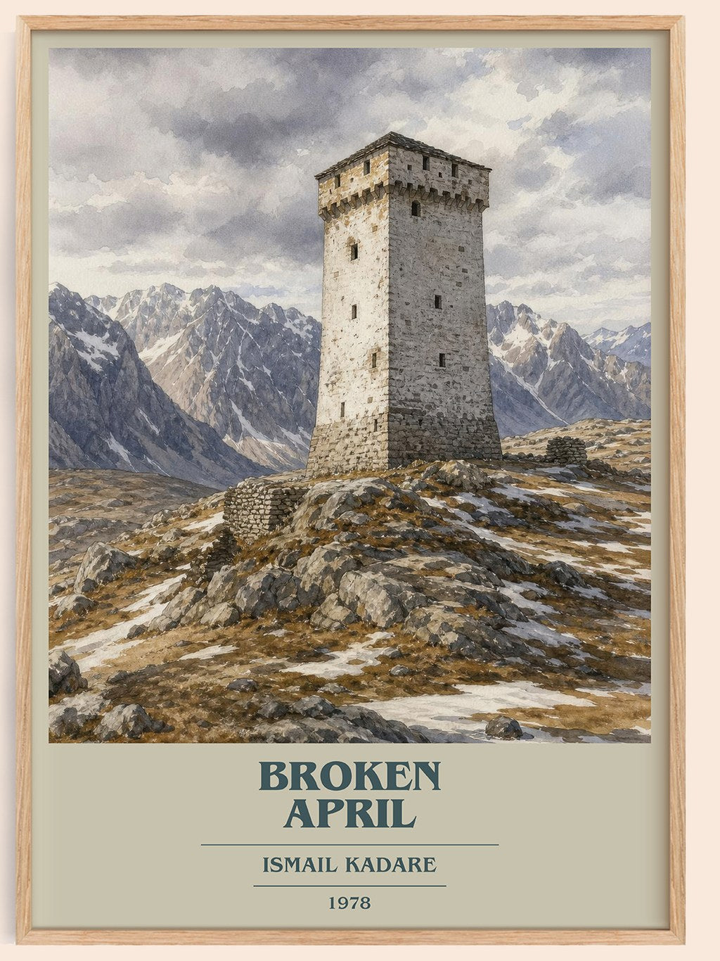 Broken April book cover book poster by Ismail Kadare – framed literary art print