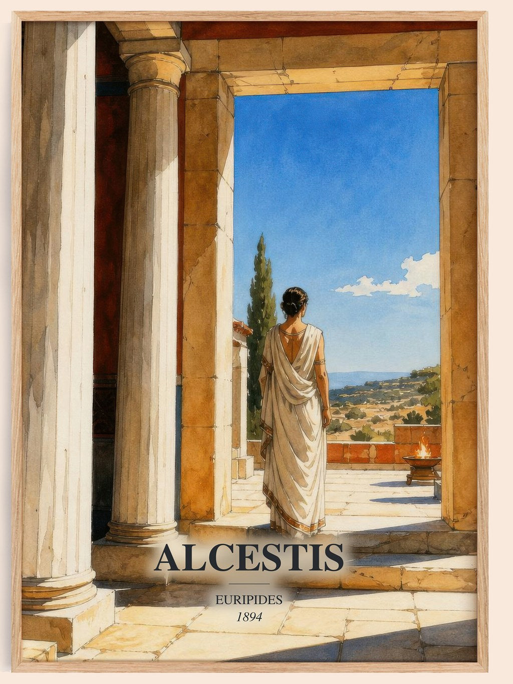 Alcestis watercolour book poster by Euripides – framed literary art print