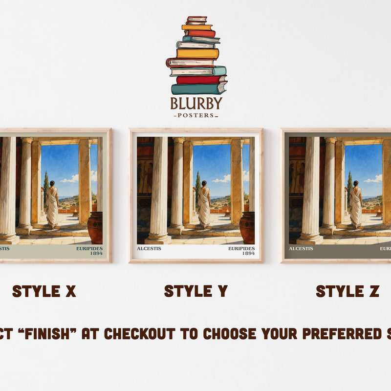 Alcestis literary print in frame leaning in hallway – classic literature wall art