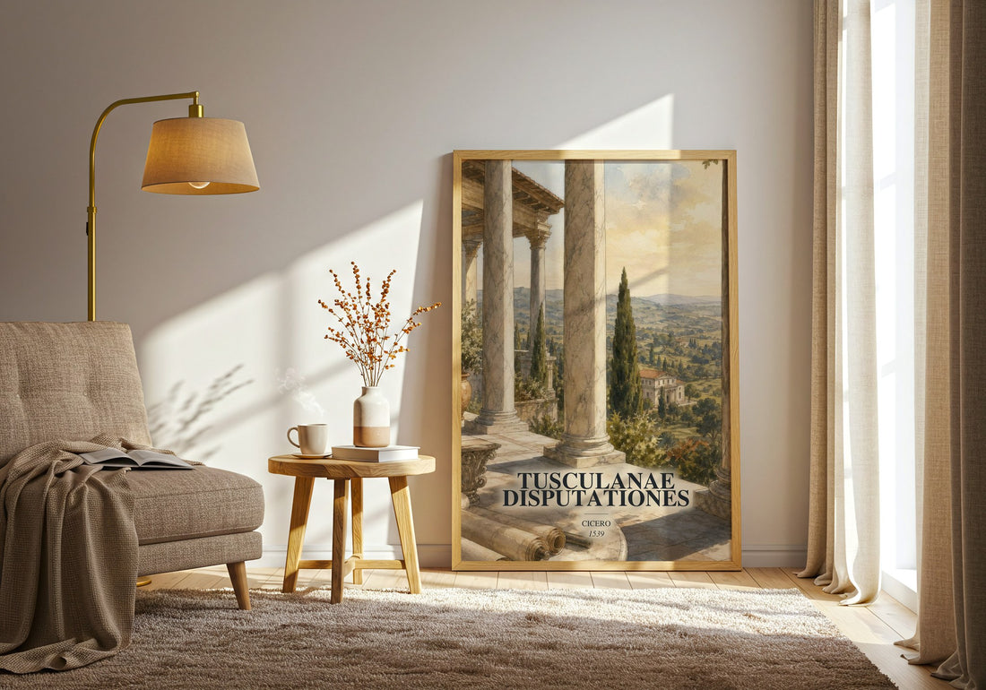 Tusculanae disputationes watercolour print in frame leaning in hallway – philosophy wall art