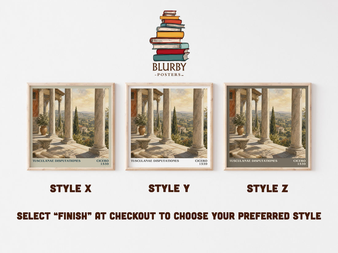 Tusculanae disputationes literary print in frame leaning in hallway – philosophy wall art (mockup)