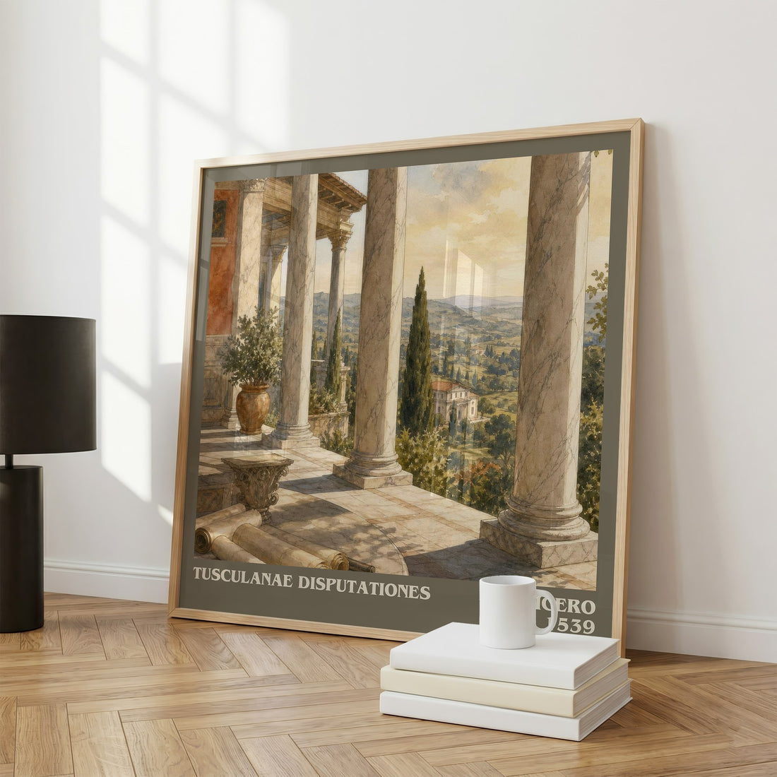 Tusculanae disputationes literary print framed by window – literary home decor