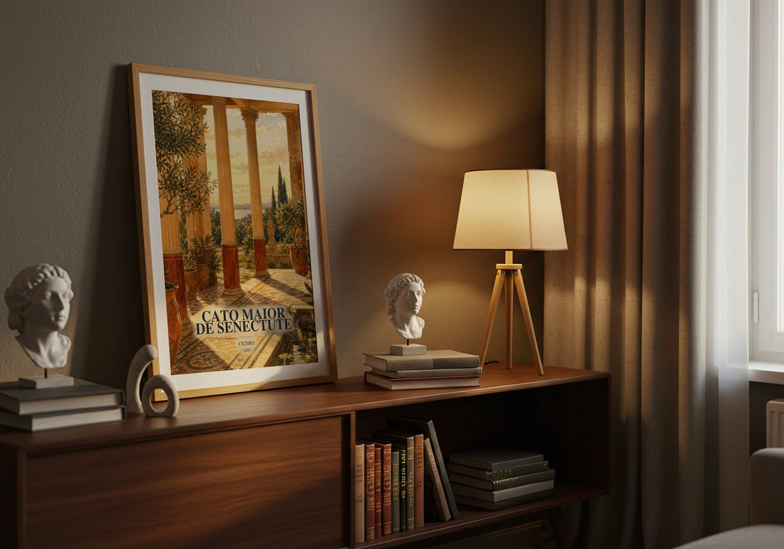 Cato maior de senectute watercolour print on bookshelf – Cicero fan gift