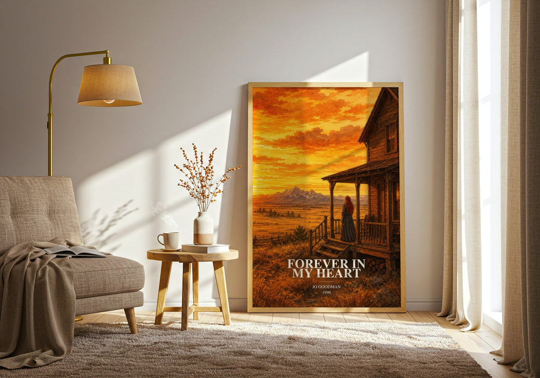 Forever in my heart watercolour print in frame leaning in hallway – romance wall art