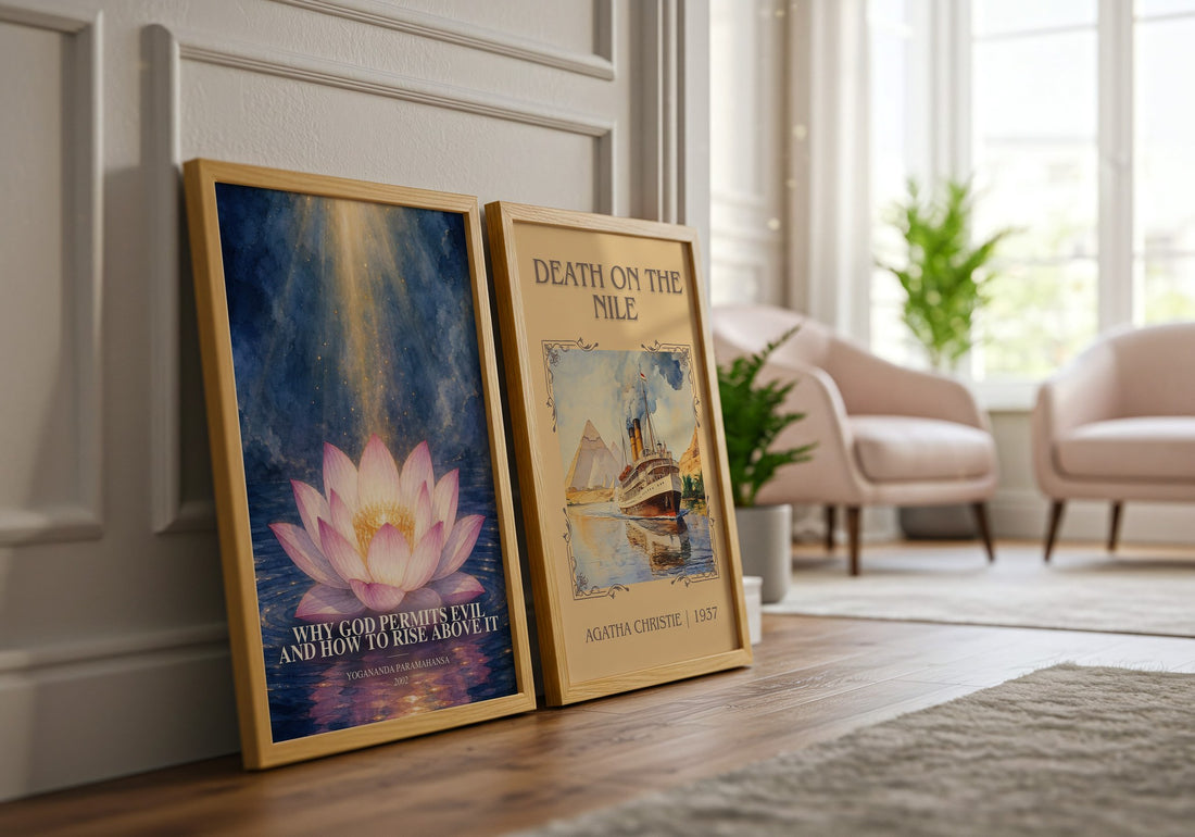 Why god permits evil and how to rise above it watercolour print framed by window – literary home decor