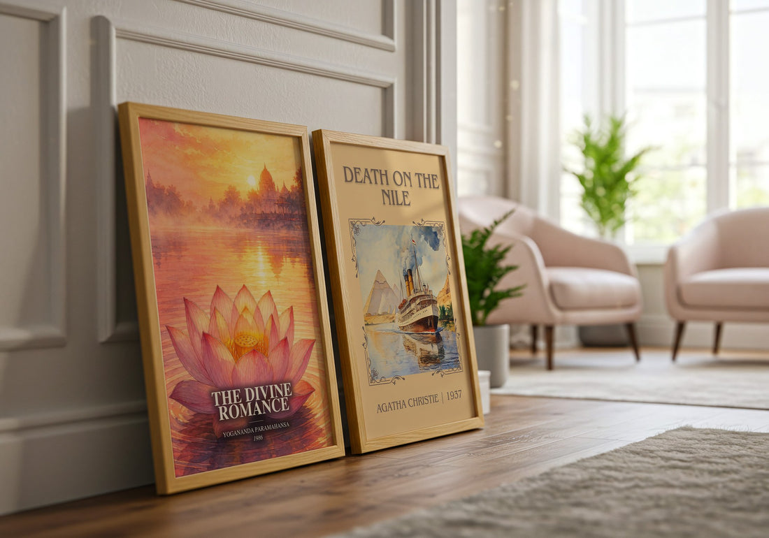 The divine romance watercolour print framed by window – literary home decor