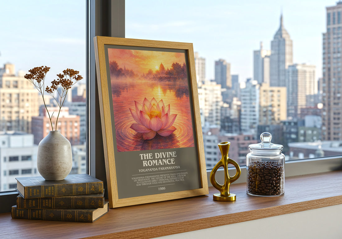 The divine romance bookish print framed by window – literary home decor