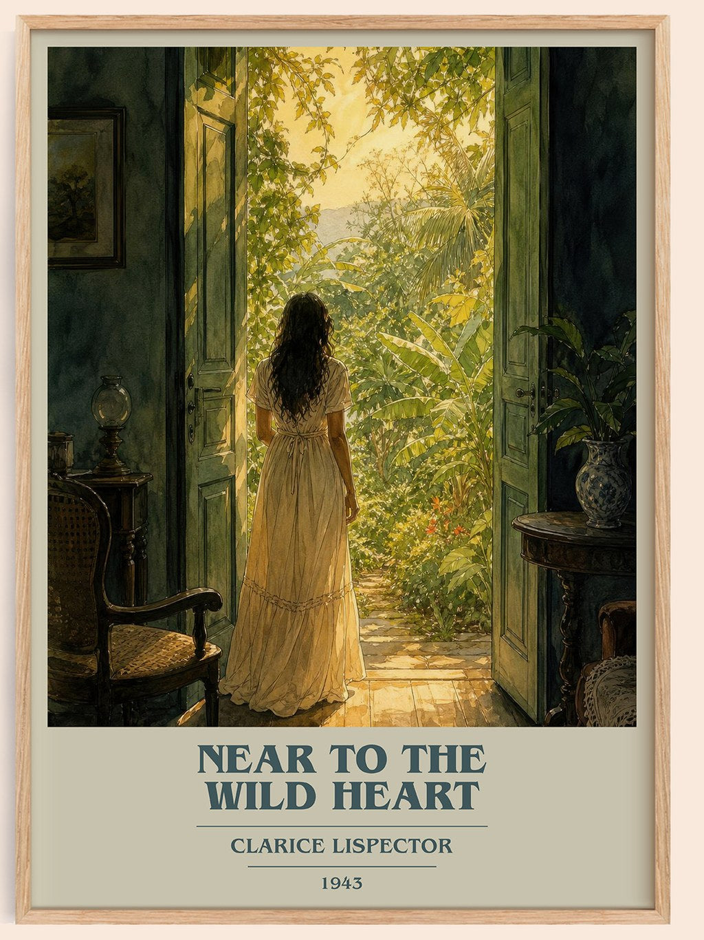 Near to the wild heart book cover book poster by Clarice Lispector – framed literary art print