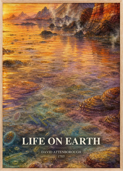Life on Earth Book Watercolour Illustration by David Attenborough