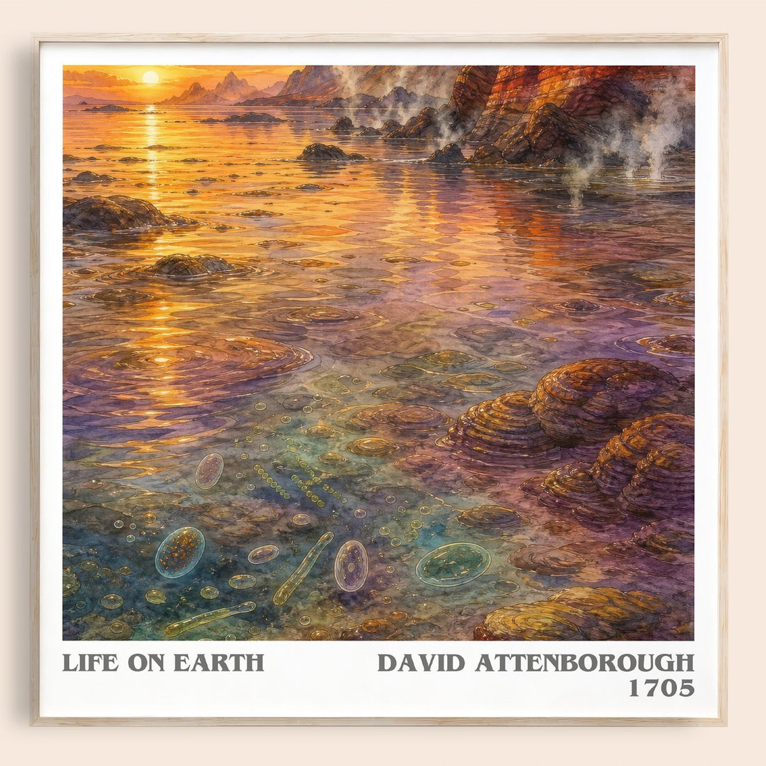 Life on Earth literary book poster by David Attenborough – framed literary art print