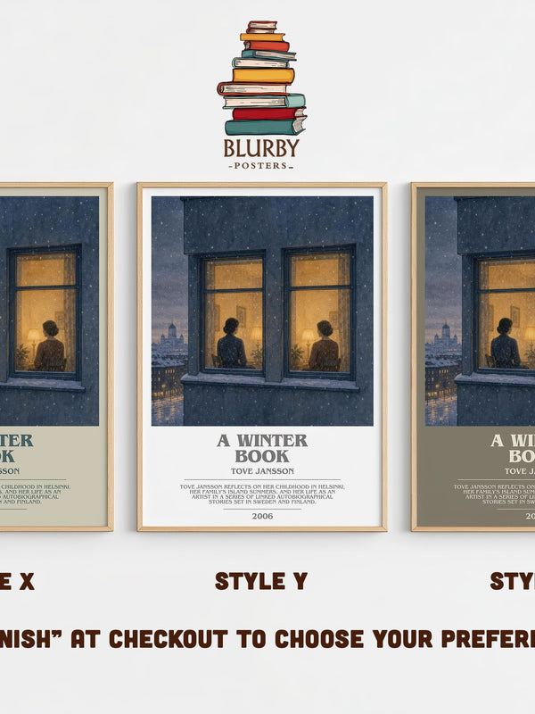 A winter book bookish print in frame leaning in hallway – literary fiction wall art