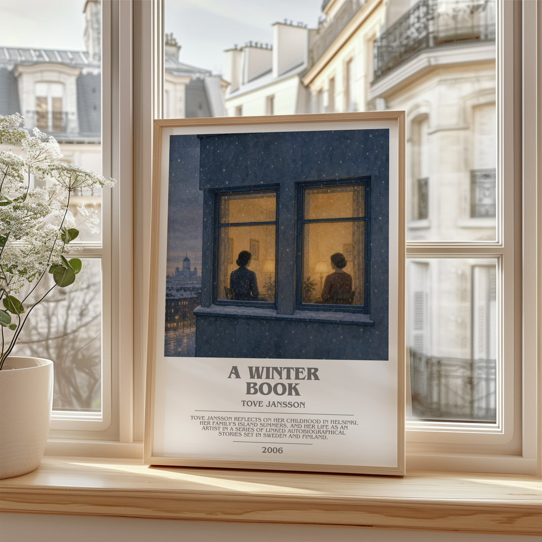 A winter book bookish poster colour and style options – Tove Jansson book art