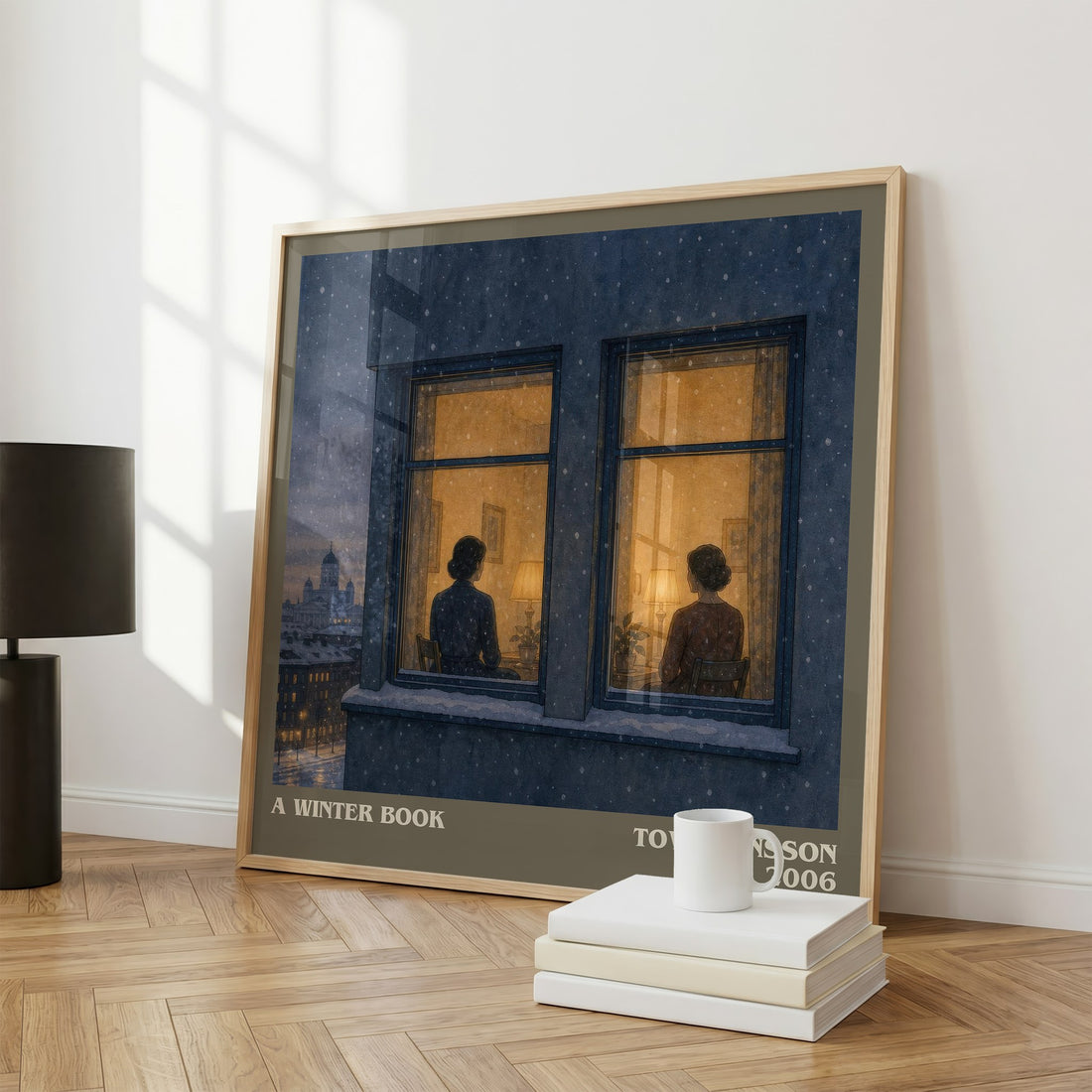 A winter book literary print framed by window – literary home decor