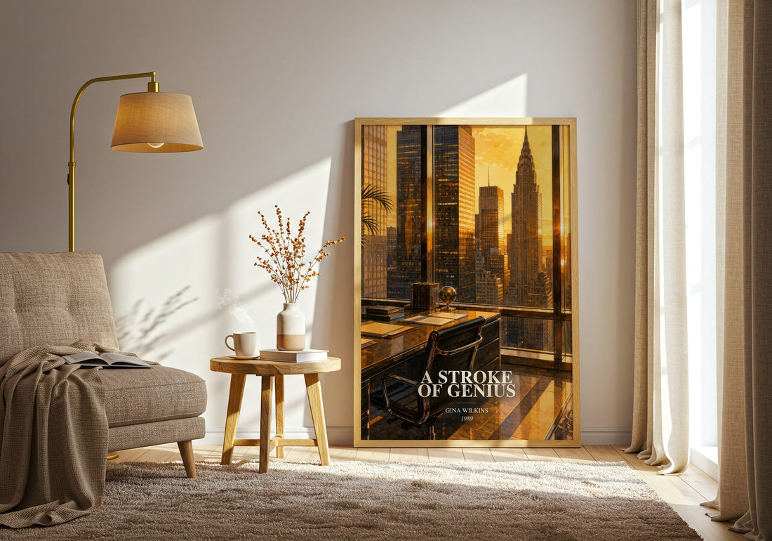 A Stroke Of Genius watercolour print in frame leaning in hallway – romance wall art
