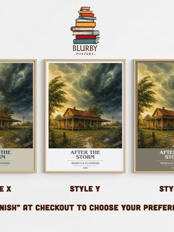 After the Storm book cover print in frame leaning in hallway – romance wall art
