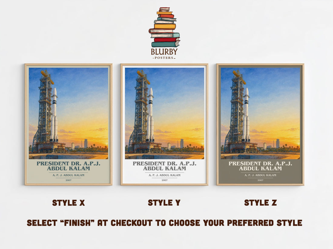 President Dr. A.P.J. Abdul Kalam book cover print in frame leaning in hallway – memoir wall art (mockup)