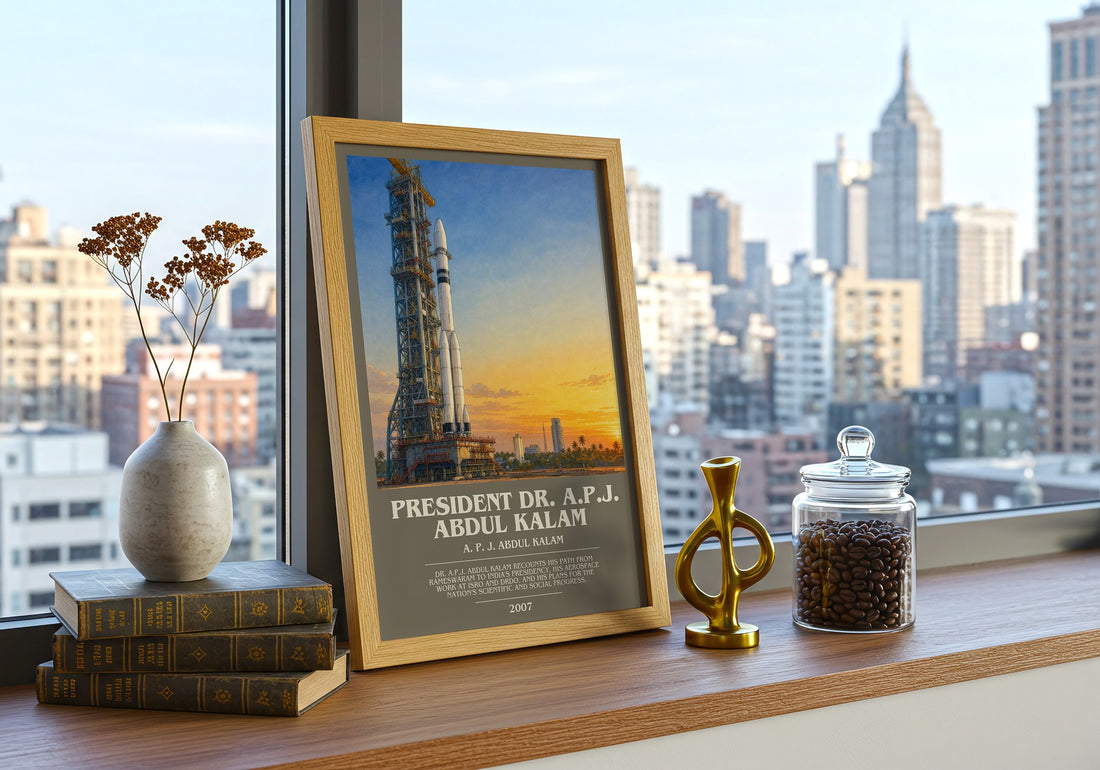 President Dr. A.P.J. Abdul Kalam bookish print framed by window – literary home decor