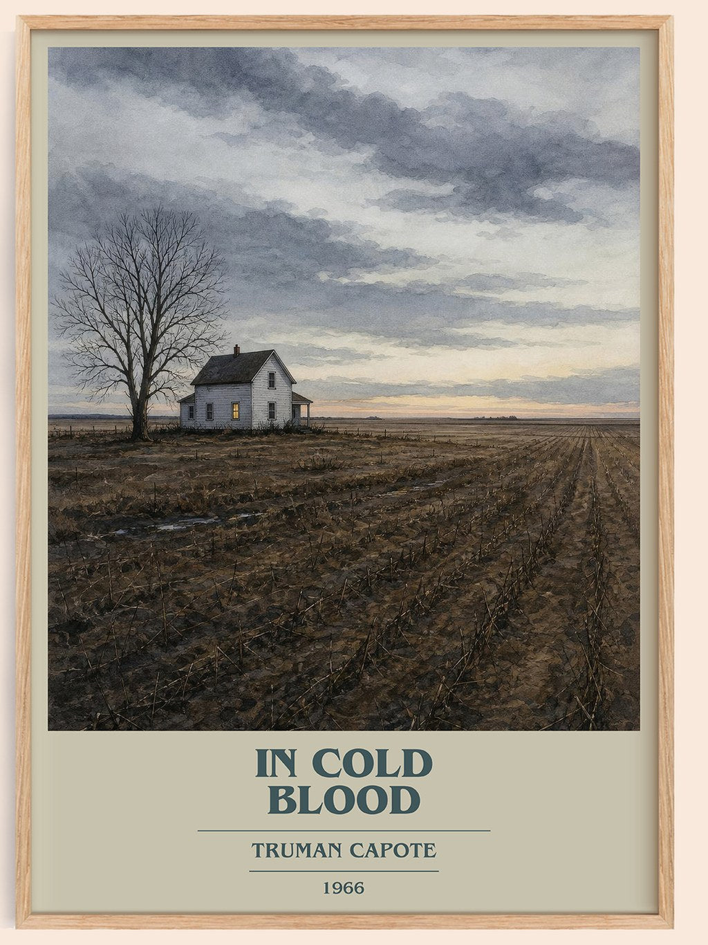 In Cold Blood book cover book poster by Truman Capote – framed literary art print