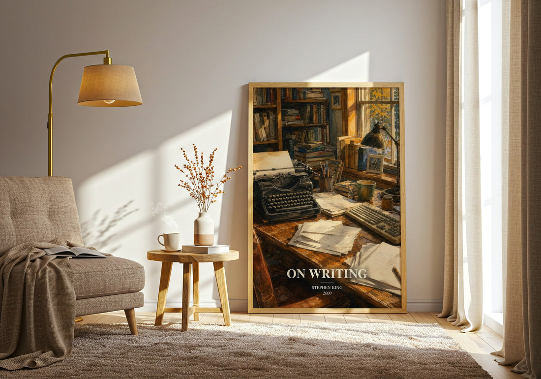 On Writing watercolour print in frame leaning in hallway – memoir wall art