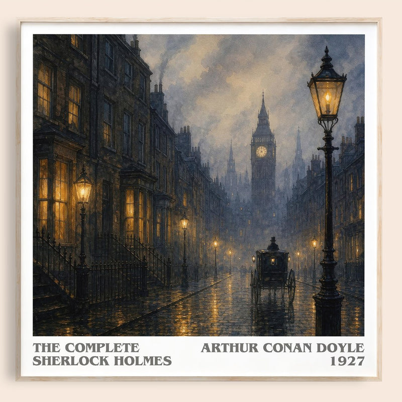 The Complete Sherlock Holmes literary book poster by Arthur Conan Doyle – framed literary art print