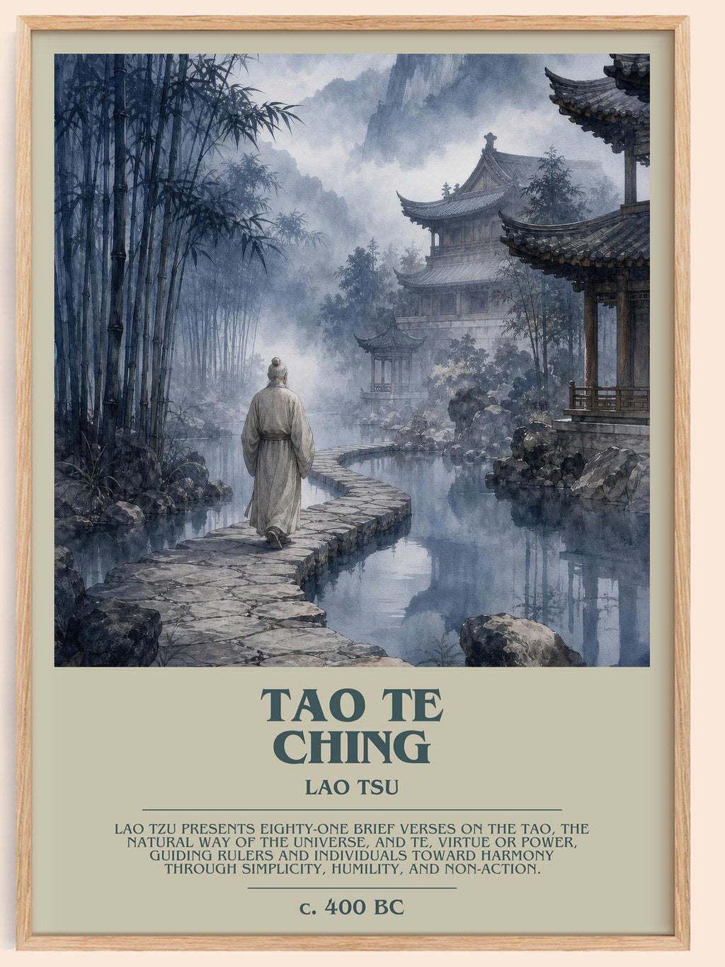 Tao Te Ching bookish book poster by Lao Tsu – framed literary art print
