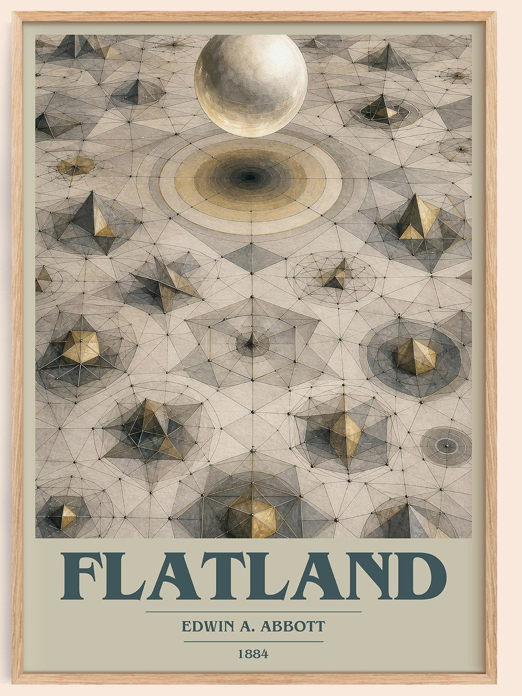 Flatland book cover book poster by Edwin A. Abbott – framed literary art print