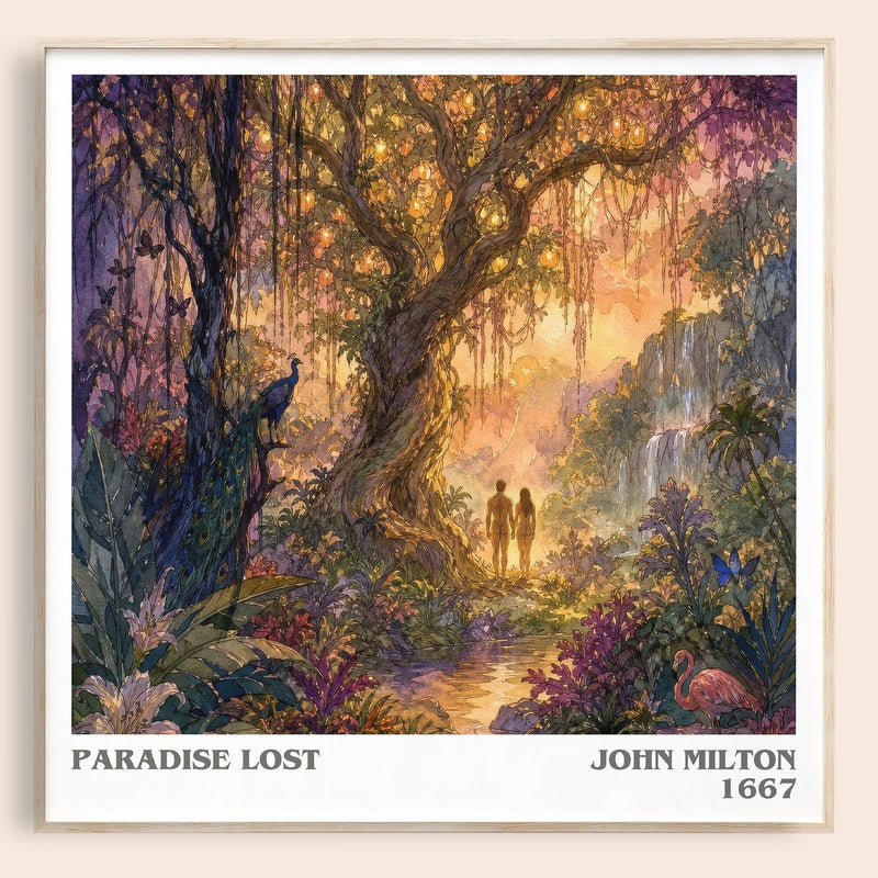 Paradise Lost literary book poster by John Milton – framed literary art print