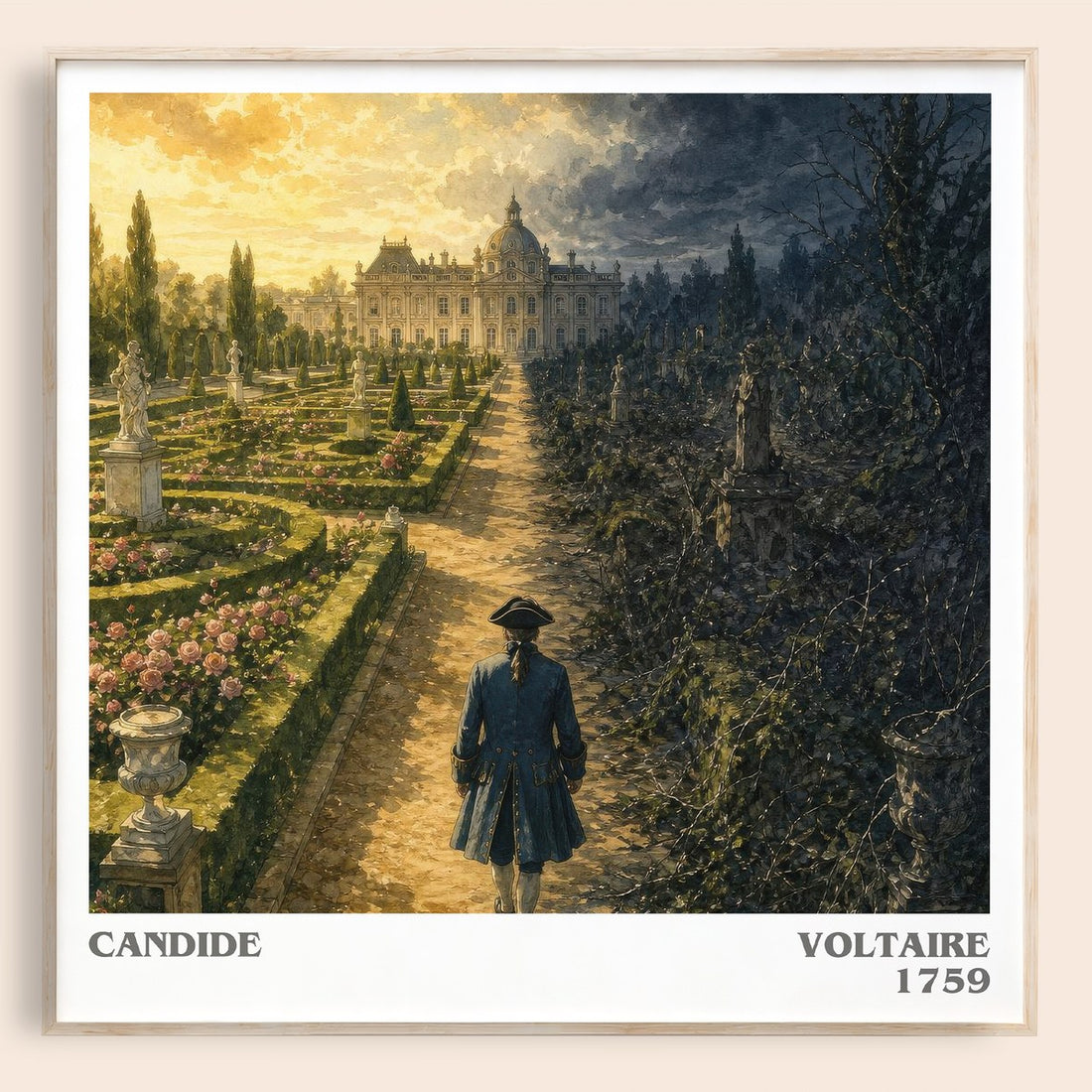 Candide literary book poster by Voltaire – framed literary art print