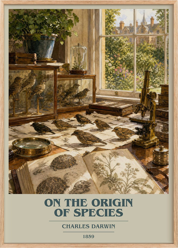 On the Origin of Species Book Cover Poster by Charles Darwin