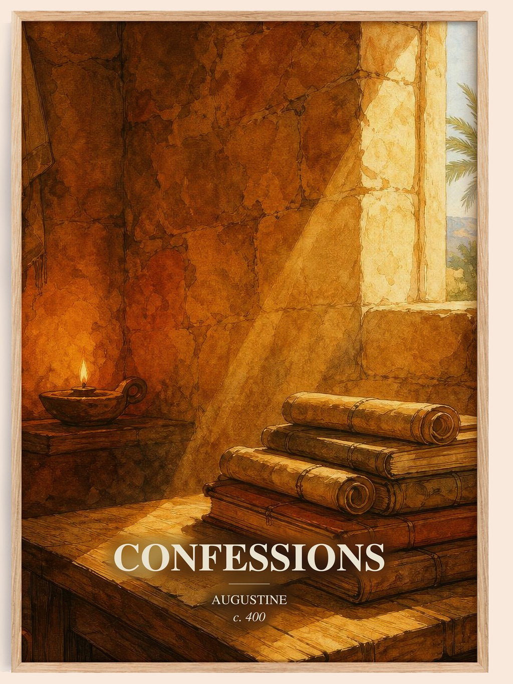 Confessions watercolour book poster by Augustine – framed literary art print