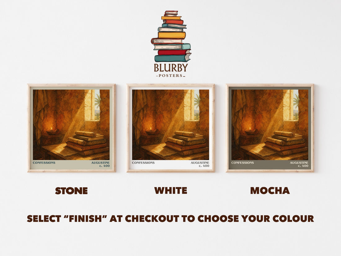 Confessions literary print framed by window – Stone, White and Mocha square prints side by side – choose your colour