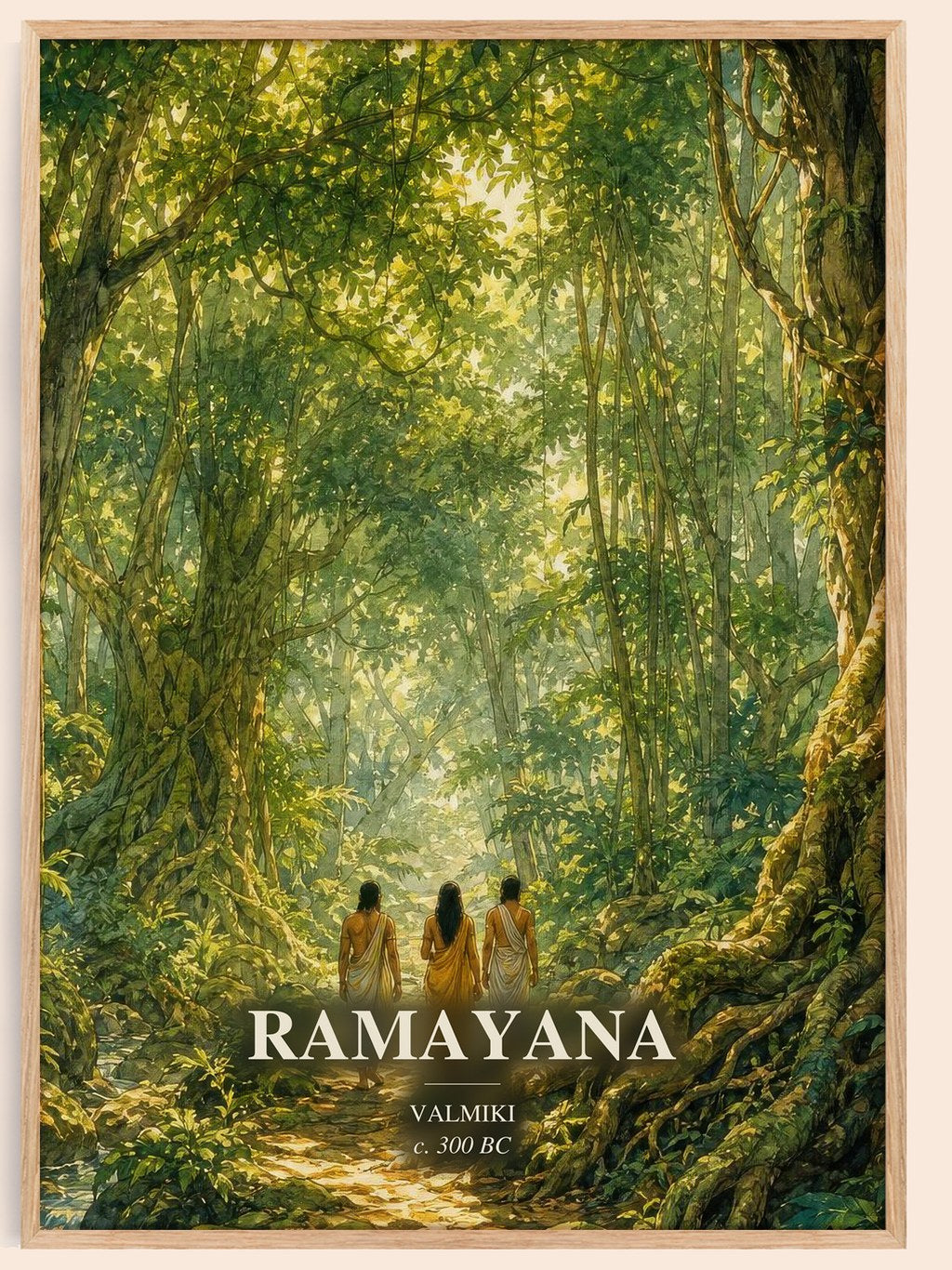Ramayana watercolour book poster by Valmiki – framed literary art print